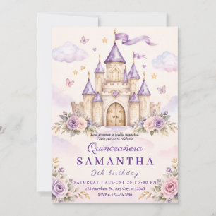 Invitación Cumpleaños del Castillo de la Princesa Púrpura