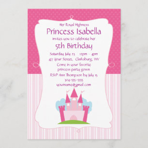Invitación Cumpleaños del Castillo de la Princesa Rosa
