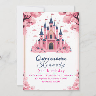 Invitación Cumpleaños del Castillo de la Princesa Rosa Capric