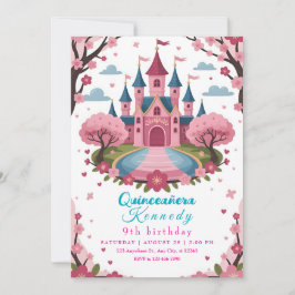 Invitación Cumpleaños del Castillo de la Princesa Rosa para N