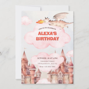 Invitación Cumpleaños del castillo del dragón blanco