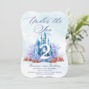 Invitación Cumpleaños del castillo del océano acuarela bajo e