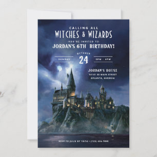 Invitación Cumpleaños del Castillo Oscuro de Hogwarts de Harr