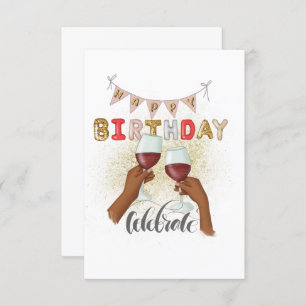 Invitación Cumpleaños del Chica afroamericano de vinos rojos