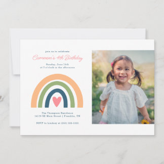 Invitación Cumpleaños del Chica arcoiris colorido - Foto