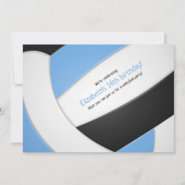 Invitación cumpleaños del chica azul claro de voleibol negro