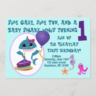 Invitación Cumpleaños del chica Baby Shark
