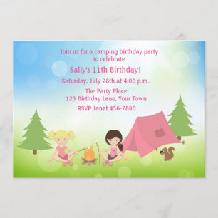 Invitación Cumpleaños del chica Camping