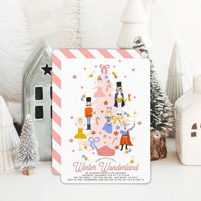 Invitación Cumpleaños del Chica de Árbol de Navidad Rosado Nu (Subido por el creador)