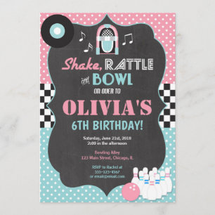 Invitación Cumpleaños del chica de bolas y rollos