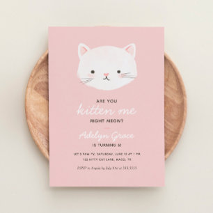 Invitación Cumpleaños del Chica de Gatito Rosado