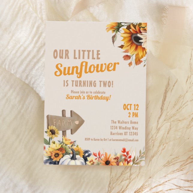 Invitación Cumpleaños del Chica de la granja de girasoles (Subido por el creador)