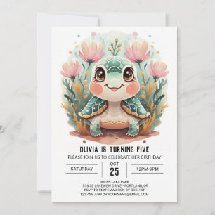 Invitación Cumpleaños del Chica de tortugas subacuáticas impr