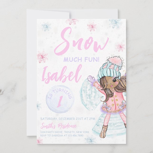Invitación Cumpleaños del chica en patinaje sobre hielo (Anverso)