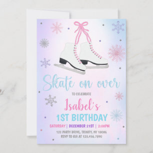 Invitación Cumpleaños del chica en patinaje sobre hielo
