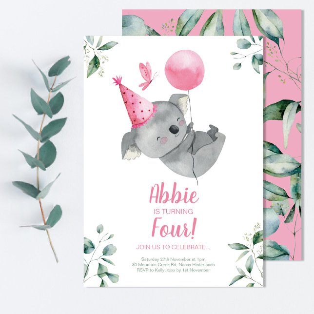 Invitación Cumpleaños del Chica Koala (Subido por el creador)