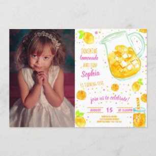 Invitación Cumpleaños del Chica Lemonade Summer Confetti con