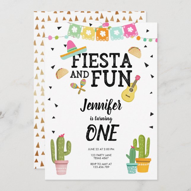 Invitación Cumpleaños del chica mexicano de la fiesta y del (Anverso / Reverso)