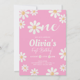 Invitación Cumpleaños del Chica Pink Daisy