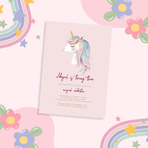Invitación Cumpleaños del Chica Purpurina de Unicorn