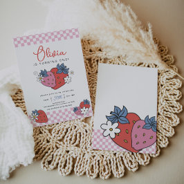Invitación Cumpleaños del Chica Retro Strawberry