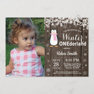 Invitación Cumpleaños del chica rústico del pingüino de