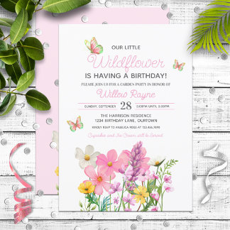 Invitación Cumpleaños del Chica Temático de Flores Silvestres