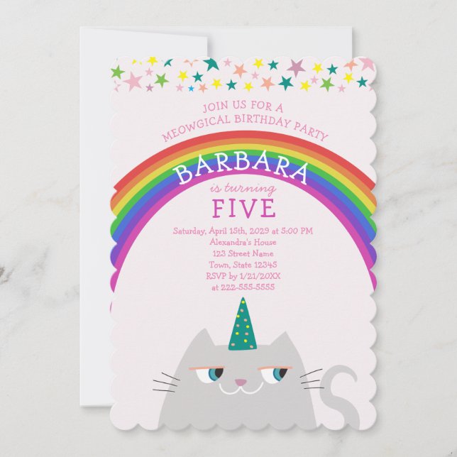 Invitación Cumpleaños del Chica Unicornio (Anverso)