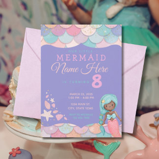 Invitación Cumpleaños del Chica Verde azulado Púrpura Pink Me