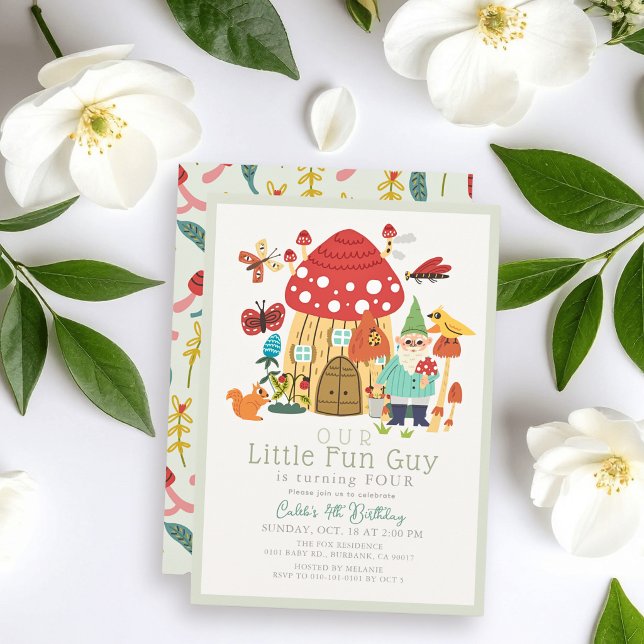 Invitación Cumpleaños del Chico Hongo Gnomo Pequeño Divertido (Subido por el creador)