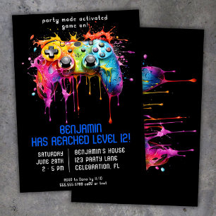 Invitación Cumpleaños del chico jugador de videojuegos