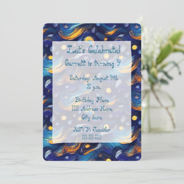 Invitación Cumpleaños del cielo de las estrellas (Anverso de pie)
