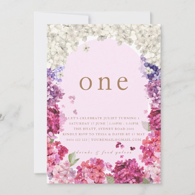 Invitación Cumpleaños del cielo floral (Anverso)