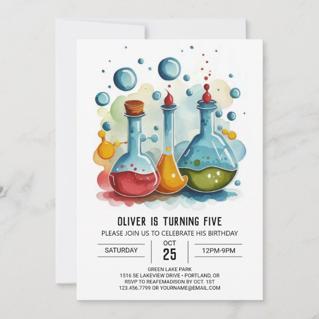 Invitación Cumpleaños del Científico de la Poción Boho Gear (Anverso)