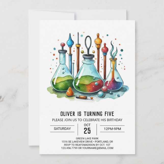 Invitación Cumpleaños del Científico del descubrimiento de lo (Anverso)