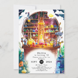 Invitación Cumpleaños del Científico Mágico Simple para Niños