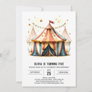 Invitación Cumpleaños del Circo de Tiendas Digitales para Niñ