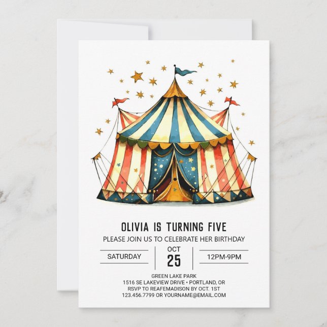Invitación Cumpleaños del circo digital de los niños divertid (Anverso)