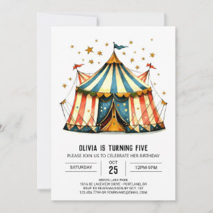 Invitación Cumpleaños del circo digital de los niños divertid