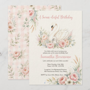 Invitación Cumpleaños del cisne lindo primero