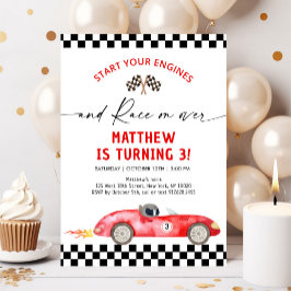 Invitación Cumpleaños del Coche de Raza Roja