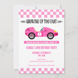 Invitación Cumpleaños del coche de raza rosada, Carreras