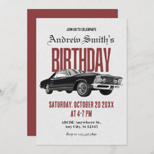 Invitación cumpleaños del coche Retro clásico