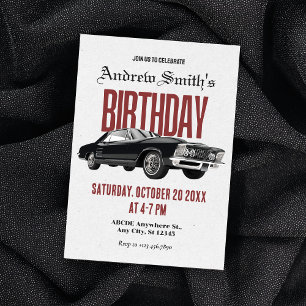 Invitación cumpleaños del coche Retro clásico