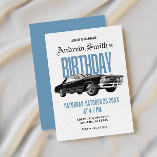 Invitación cumpleaños del coche Retro clásico