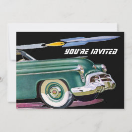 Invitación Cumpleaños del Coche Retro y el Cohete