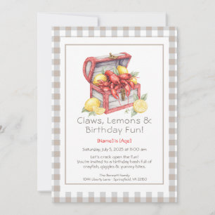 Invitación Cumpleaños del Cofre del Tesoro de Cangrejo de Río