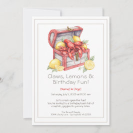Invitación Cumpleaños del Cofre del Tesoro de Cangrejo de Río