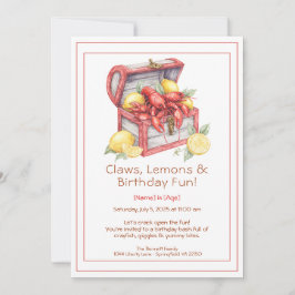 Invitación Cumpleaños del Cofre del Tesoro de Cangrejos de Rí