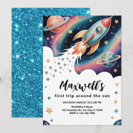 Invitación Cumpleaños del Cohete Espacial